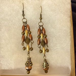 Bronze, copper and gold earrings